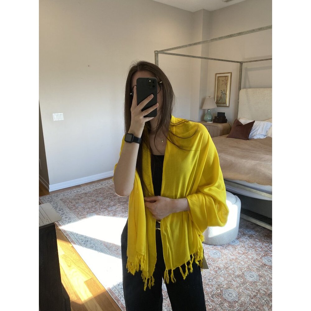 Shushi Color My World Yellow Fringe Scarf / Sarong